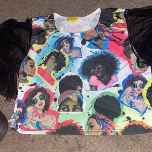 crop top flared sleeves